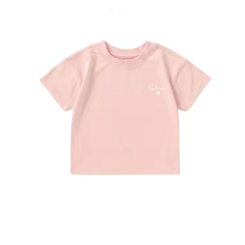 Blush pink t-skjorte i økologisk bomull med navn