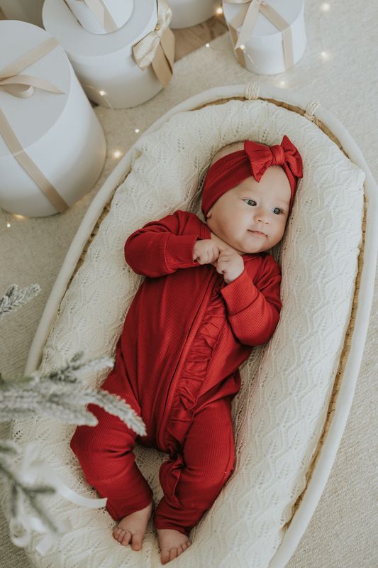 Bright christmas red bambus julepysjamas med volang